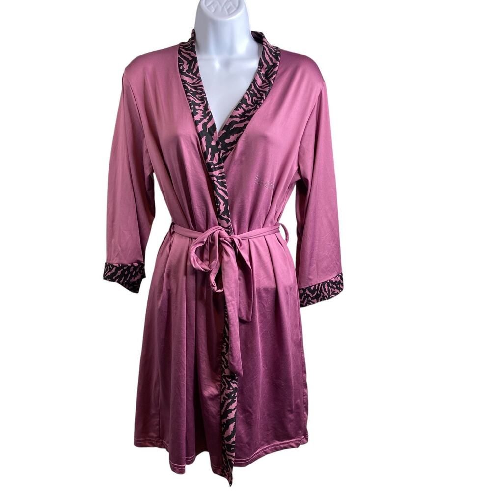 bebe Y2K‎ Purple Rhinestone Spellout Robe Size L Coquette Retro Glam Hollywood